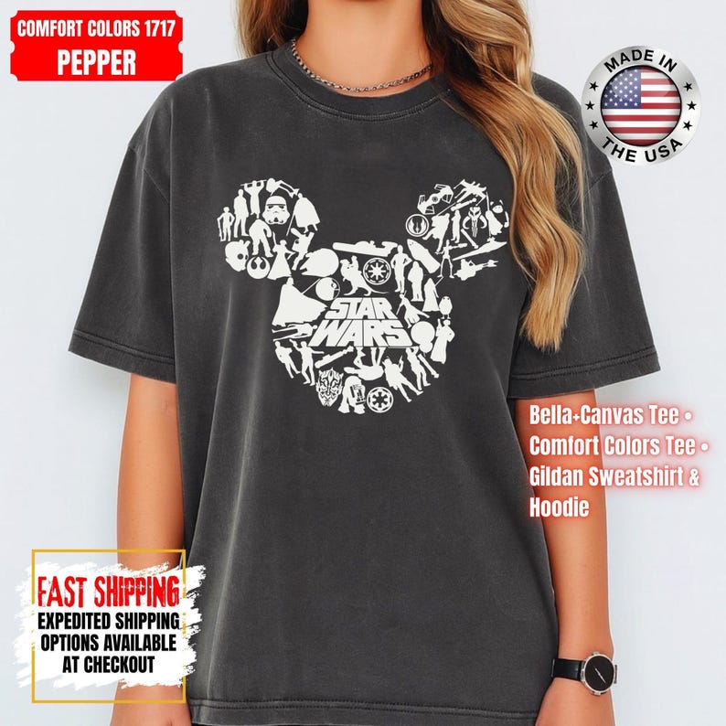 Disney Star Wars Shirt, Mandalorian Sweatshirt, Darth Vader Comfort Colors Shirt, Chewbacca Shirt, Star Jedi Shirt, Luke Skywalker Tee immagine 14
