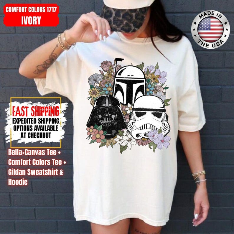 Camiseta Disney Star Wars, sudadera Mandalorian, camiseta de colores cómodos de Darth Vader, camiseta de Chewbacca, camiseta Star Jedi, camiseta de Luke Skywalker imagen 1