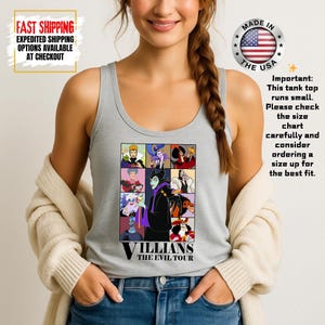 Camiseta sin mangas de villanos de Disney, camiseta retro del Club de las Brujas Malvadas, camiseta vintage de Halloween con vacaciones en los parques de Disney de Úrsula, Maléfica y la Reina Malvada. imagen 10