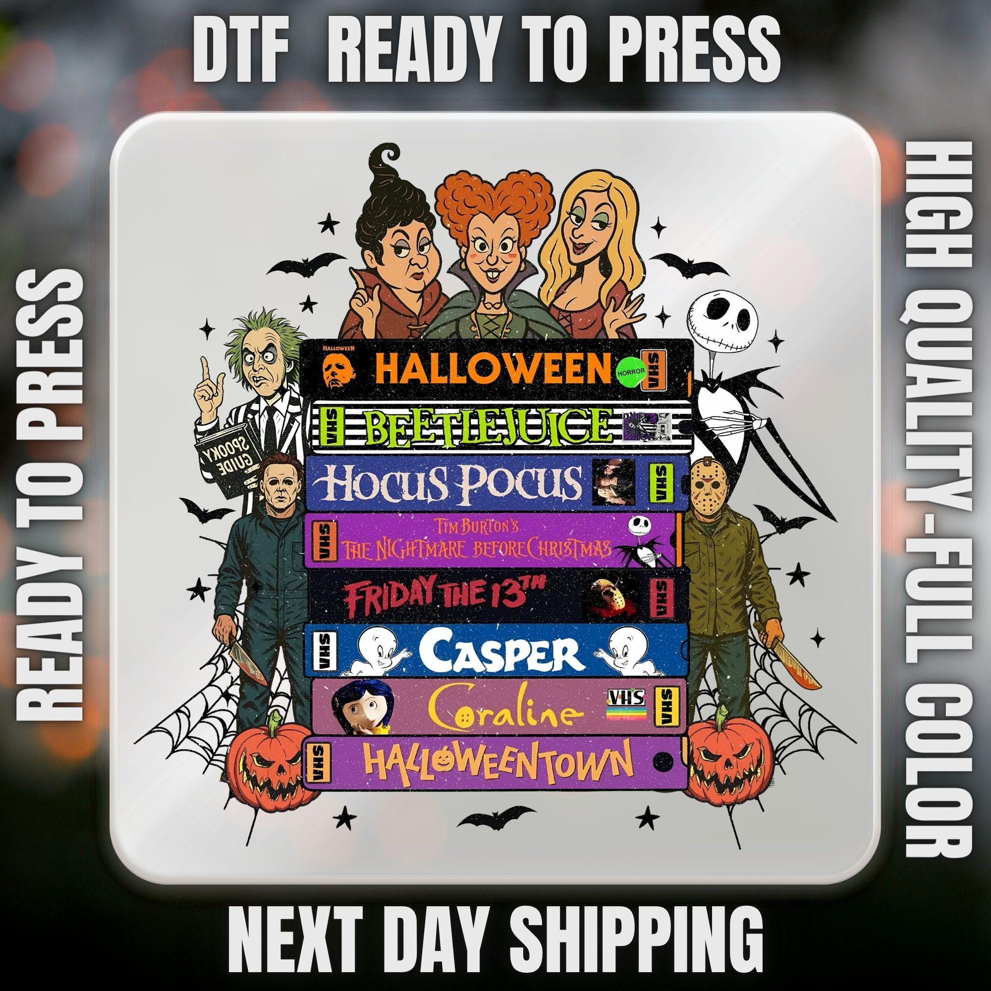 Vintage Halloween VHS Movies Dtf Print, Retro Horror VHS Movies Ready to Press, Vintage Spooky Season VHS Movies Dtf, Horror Dtf Print