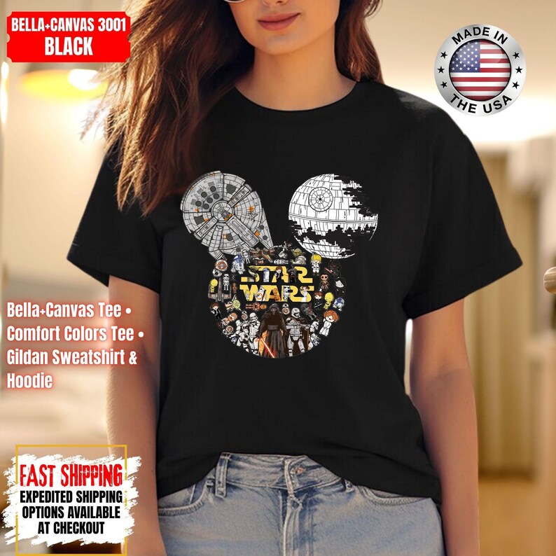 Camiseta Disney Star Wars, sudadera Mandalorian, camiseta de colores cómodos de Darth Vader, camiseta de Chewbacca, camiseta Star Jedi, camiseta de Luke Skywalker imagen 14