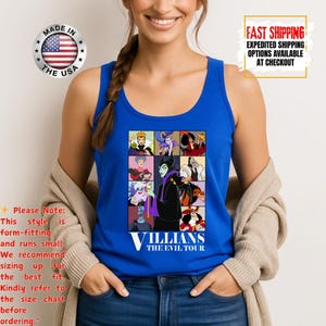 Camiseta sin mangas de villanos de Disney, camiseta retro del Club de las Brujas Malvadas, camiseta vintage de Halloween con vacaciones en los parques de Disney de Úrsula, Maléfica y la Reina Malvada. imagen 14