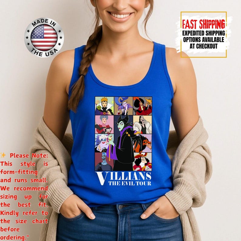 Camiseta sin mangas de villanos de Disney, camiseta retro del Club de las Brujas Malvadas, camiseta vintage de Halloween con vacaciones en los parques de Disney de Úrsula, Maléfica y la Reina Malvada. imagen 14