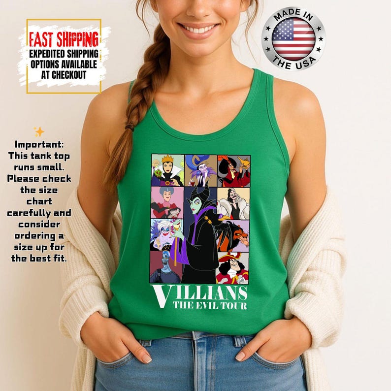 Camiseta sin mangas de villanos de Disney, camiseta retro del Club de las Brujas Malvadas, camiseta vintage de Halloween con vacaciones en los parques de Disney de Úrsula, Maléfica y la Reina Malvada. imagen 17