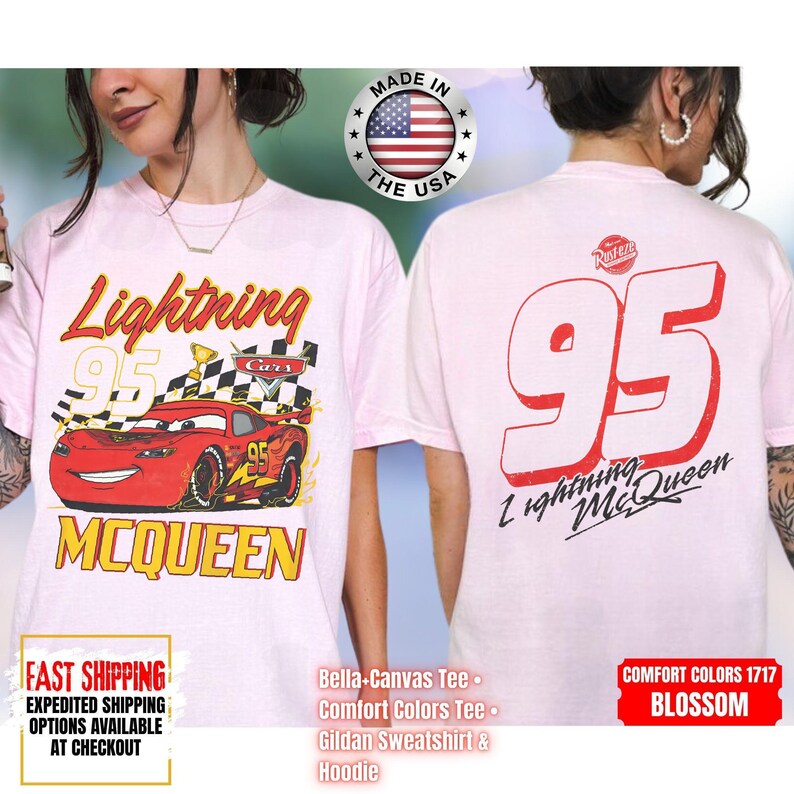 Vintage Lightning McQueen Comfort Colors Shirt, Disney Pixar Cars Shirt, Retro McQueen Graphic Tee, Disney Family Vacation Trip Shirt 2026 image 7