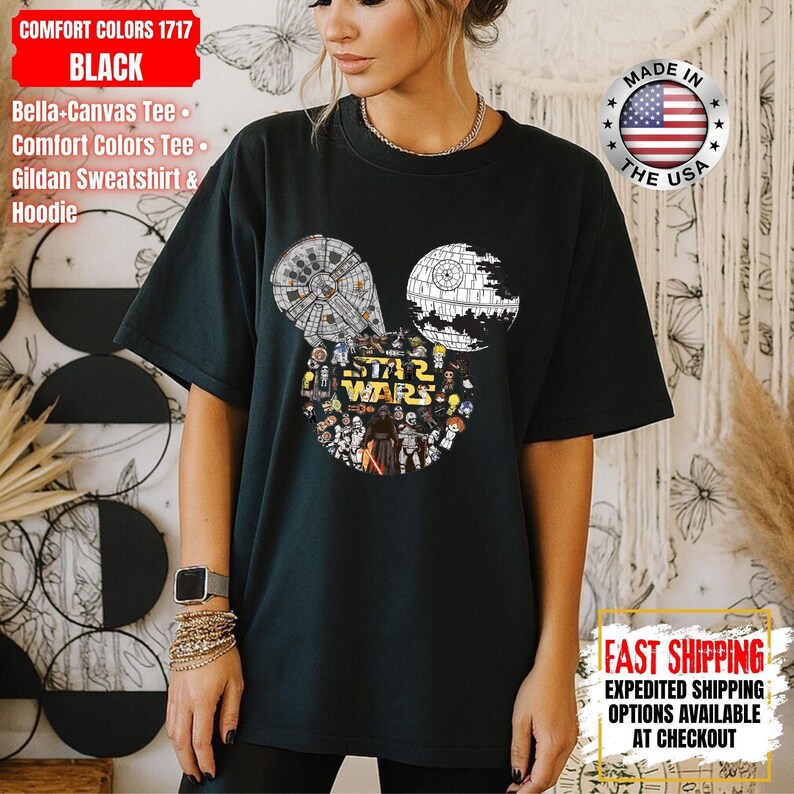 Camiseta Disney Star Wars, sudadera Mandalorian, camiseta de colores cómodos de Darth Vader, camiseta de Chewbacca, camiseta Star Jedi, camiseta de Luke Skywalker imagen 15