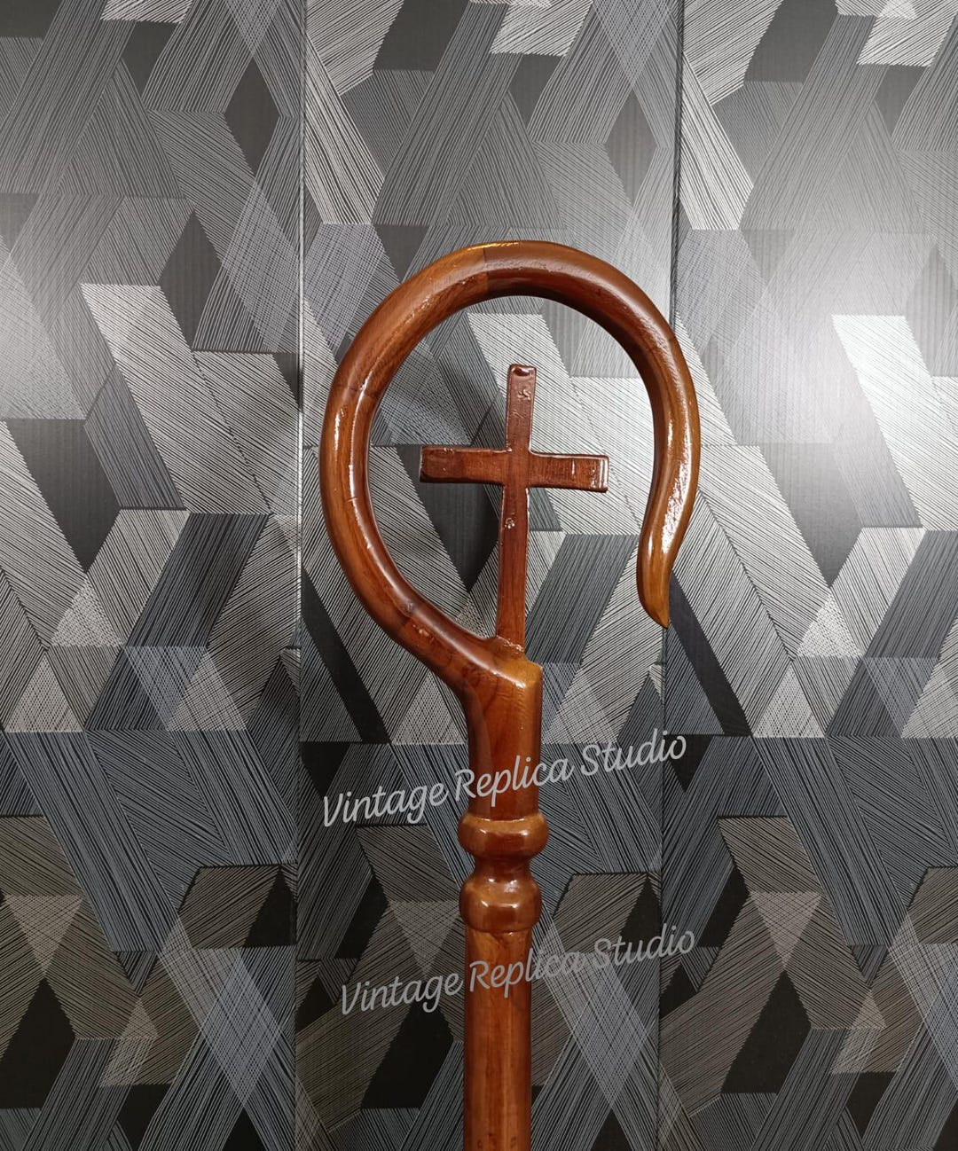 Handcrafted Wooden Crozier Bishop Staff, 72