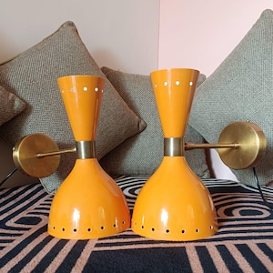 Mid Century Italian Brass Wall Sconce: Adjustable Reading Lamp