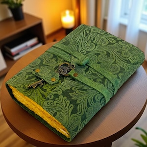 Flower Leather book, Leather grimoire -Handmade Deckle Edge Paper Leather Bound Journal -Book of Shadow -Leather Sketchbook-Drawing Journal