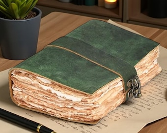 Gepersonaliseerde leren dagboek – Handgemaakt notitieboekje met randjes