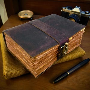 Personalized Large Leather Journal – Handmade Page Vintage Rustic Writing Diary