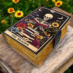 400 Pages Skull Leather Journal – The Reader Witch Book – Vintage Gothic Notebook – Witchcraft Grimoire – Book of Shadows