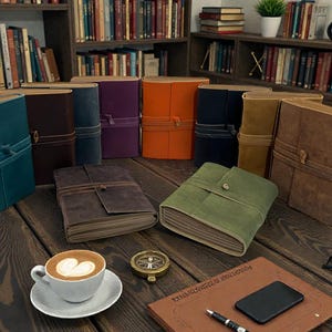 Personalized A5 Leather Bound-Lined Engrave Journal Notebook – Handmade Rustic Travel Writing Diary with Strap image 9