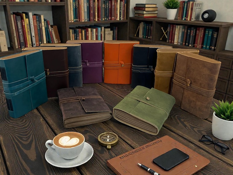 Personalized A5 Leather Bound-Lined Engrave Journal Notebook – Handmade Rustic Travel Writing Diary with Strap image 9