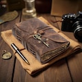 Vintage Leather Journal with Antique Key | Handmade Deckle Edge Paper product logo