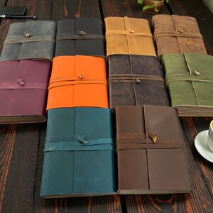 Personalized A5 Leather Bound-Lined Engrave Journal Notebook – Handmade Rustic Travel Writing Diary with Strap image 8