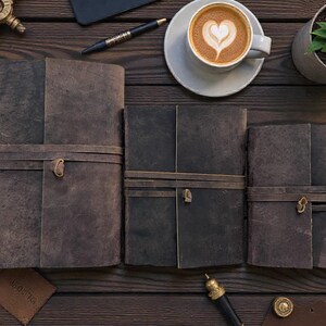 Personalized A5 Leather Bound-Lined Engrave Journal Notebook – Handmade Rustic Travel Writing Diary with Strap image 5