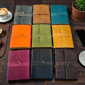 Personalized A5 Leather Bound-Lined Engrave Journal Notebook – Handmade Rustic Travel Writing Diary with Strap image 6