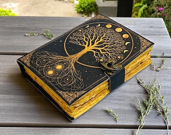 Handmade Tree of Life Leather Journal | Pagan Grimoire, Book of Shadows