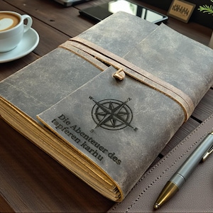 Personalized A5 Leather Bound-Lined Engrave Journal Notebook – Handmade Rustic Travel Writing Diary with Strap image 4