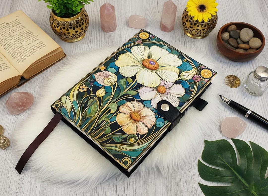 Refillable A5 Leather Flower Journal – Personalized Floral Notebook - Etsy
