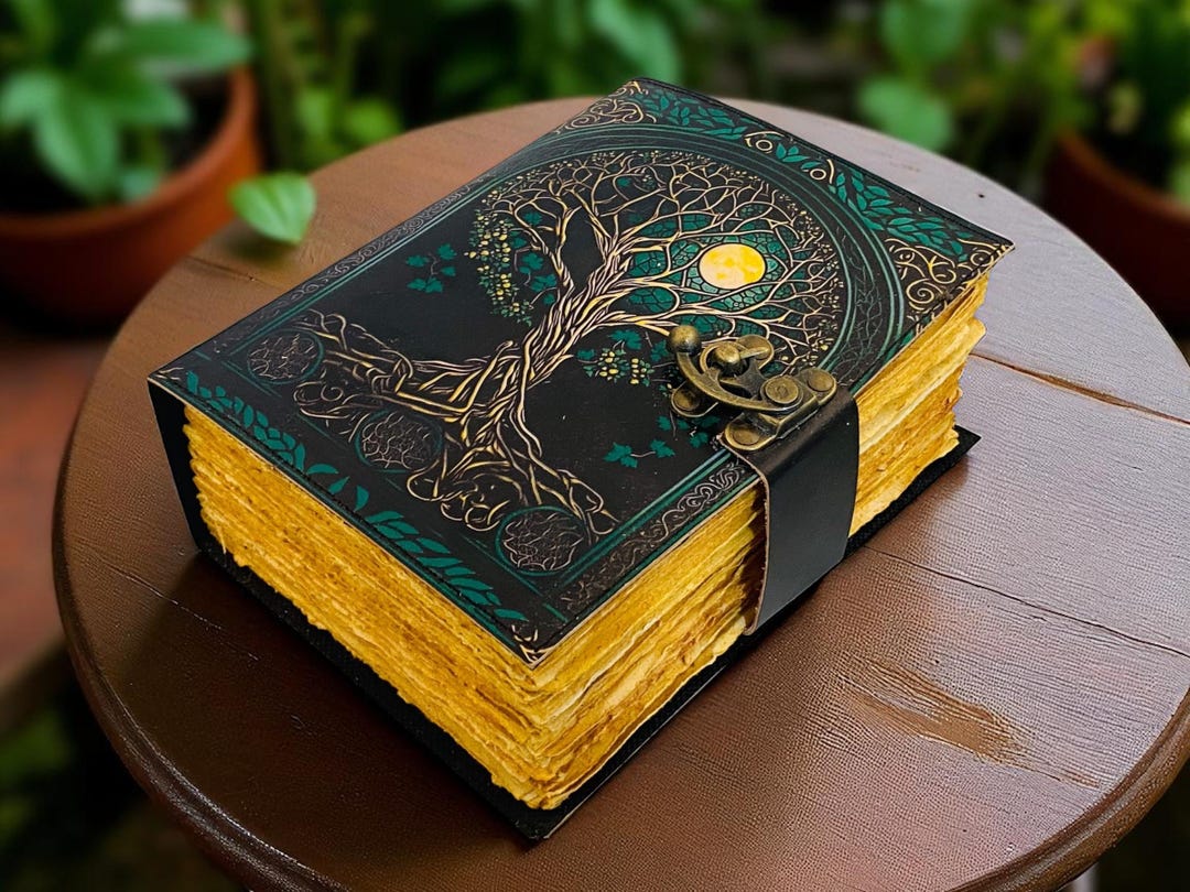 Tree of Life Leather Journal – Handmade Deckle Edge Paper, Custom ...