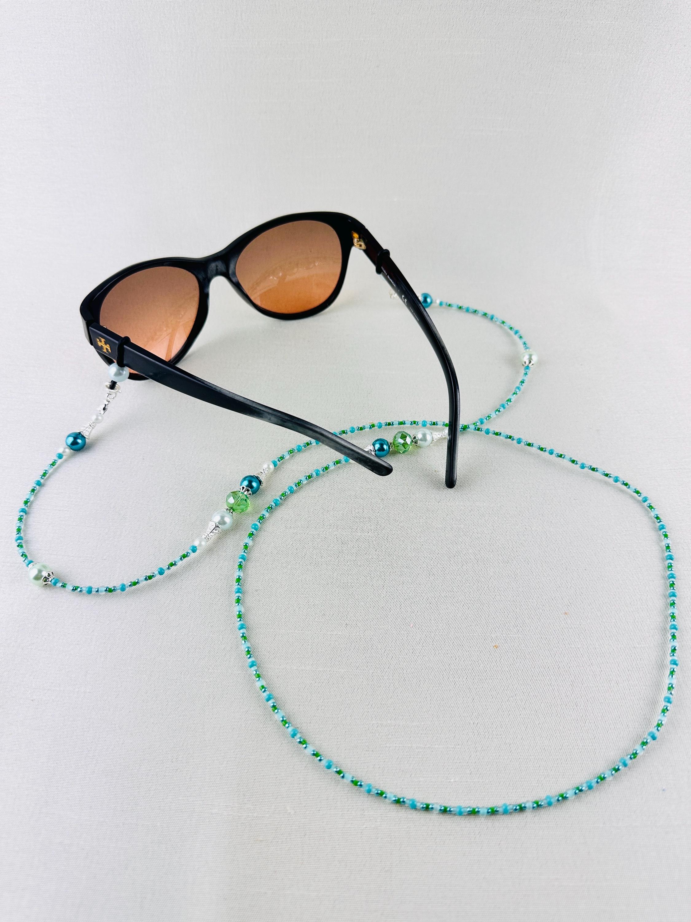 Handmade 39” Green Blue Beaded Eyeglass Chain – Lanyard  display picture 1