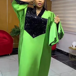 Boubou aus afrikanischem Mikado| danshiki | Kaftan| Reiche Tante |Nigerianisches Kleid| Partykleid | Mikadoboubou| schwarz | Afrikanisches Kleid , Hochzeitsgast