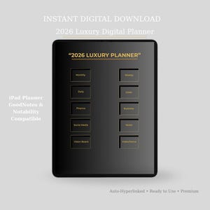 2026 Digital Planner for iPad | Hyperlinked Daily Weekly Monthly Planner | GoodNotes & Notability