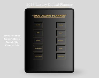 Agenda numérique 2026 pour iPad | Agenda mensuel hebdomadaire avec liens hypertexte | Bonnes notes et notoriété