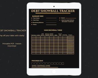 Debt Snowball Tracker Printable PDF | Debt Payoff Planner | Budget & Finance Tracker | Instant Download
