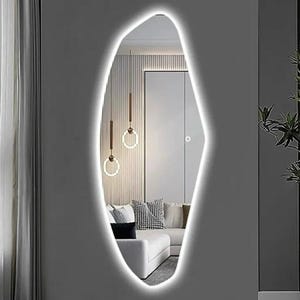 Asymmetrical LED Backlit Full Length Mirror - Modern Illuminated Design
