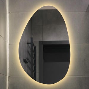 Asymmetric Oval LED Backlit Mirror: Modern Lighted Wall Decor