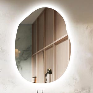 Asymmetrical LED Wall Mirror: Large Oval Vanity Mirror with Backlight