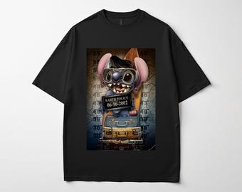 Elvis Stitch Mugshot T-Shirt: Lilo & Stitch Inspired Pop Culture Tee