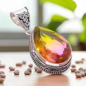 Bi-Color Tourmaline Pendant – Natural Gemstone, Handmade 925 Sterling Silver Jewelry, Unique Crystal Gift for Her, 1.97&quot;