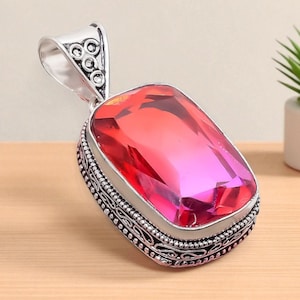 Bi-Color Tourmaline Pendant: Handmade Sterling Silver Gemstone Jewelry