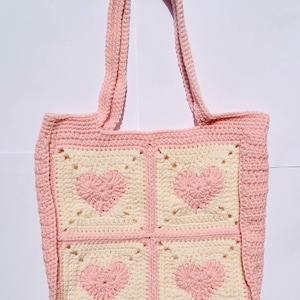 Crochet Granny Square Heart Bag