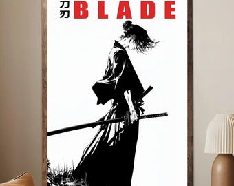 Samourai Manga - Manga panel Poster Unframed, Japanese Samurai Art Print, Anime Wall Decor, Aesthetic Vintage Shonen Gift