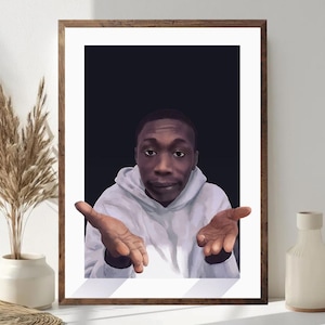 Plakat z prostym trikiem życiowym Khaby'ego Lame'a bez ramki, grafika ścienna "Nie komplikuj tego", satyryczny wydruk z cichą logiką
