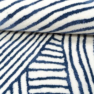 Blue and White Hand Tufted Rug, Modern Art Silk and Wool Rug, Handmade Designer Area Rug for Living Room, Contemporary Custom Rug 10x14 Rug