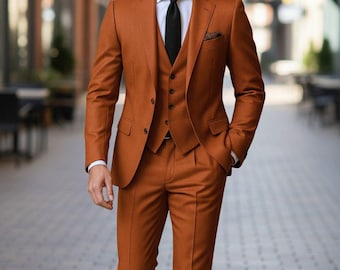 Damen Terrakotta Hochzeitsanzug: Maßgeschneidertes Party-Outfit