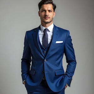Formal Blue Three Piece suit Men&#39;s Blazer. for men, party wear grooms men suit, outfit wedding prom bespoke, Wedding Attire