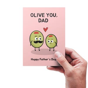 Olive You Dad Printable Bundle - Lustiger Vatertag Kunstdruck & Karte - Instant Download
