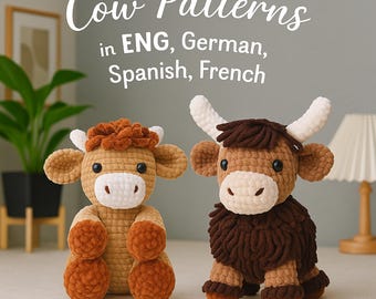 Highland Cow Crochet Pattern | Amigurumi Plushie (Digital Download)