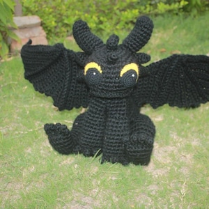 Toothless Black Dragon Amigurumi Crochet Pattern | Cute Dragon Plush Toy Tutorial | Night Fury Inspired Pattern | Crochet Amigurumi Pattern