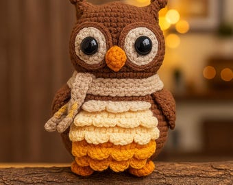 Schema amigurumi gufo all'uncinetto / Peluche animale della foresta (PDF)
