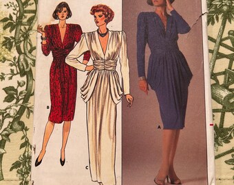 1980s Vintage Butterick Rimini Pattern 3529, Misses Dress 6, 8, 10 Factory Folds, Uncut