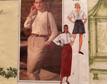 1990s Vintage Vogue Classics Pattern 7865, Misses Petite Skirt and Shorts Size 12, 14, 16  Factory Folds, Uncut