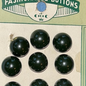 12 botones vintage de bola verde oscuro, botones de moda, botones de tarjeta Le Chic de 1/2" de diámetro